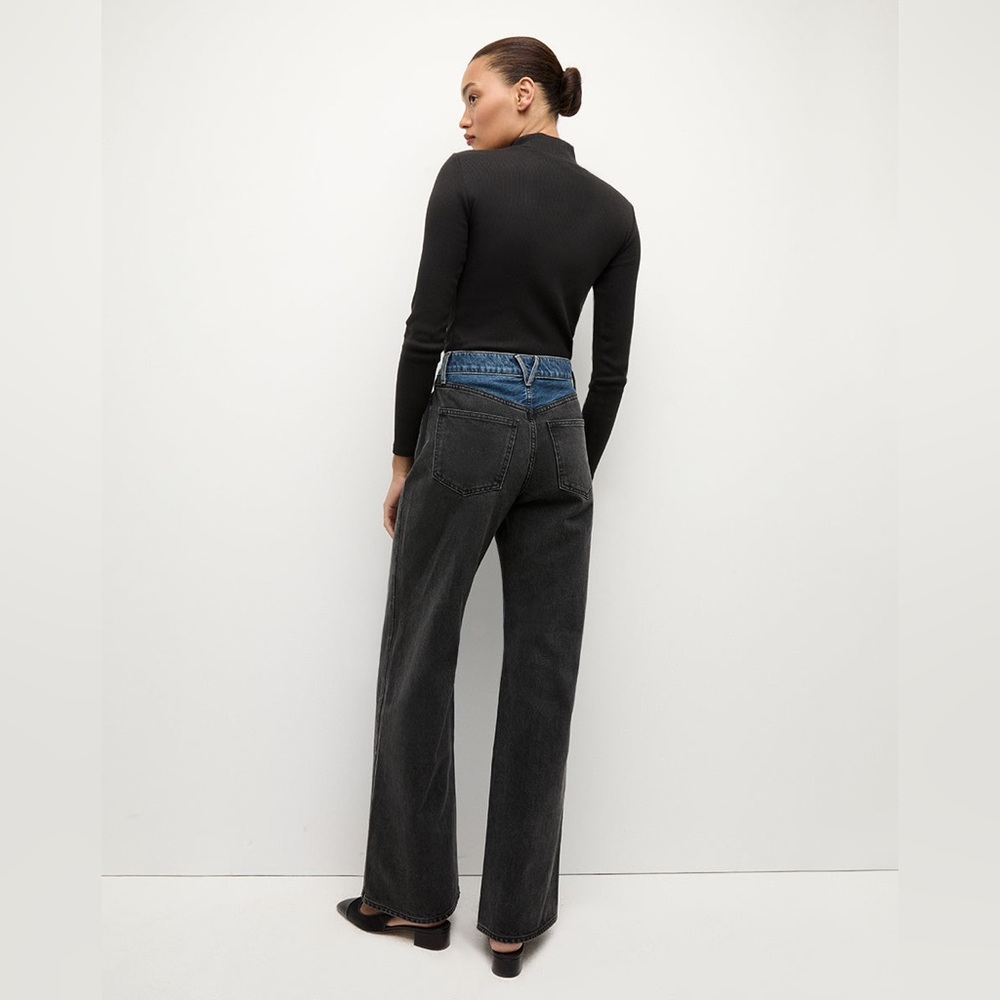 Veronica Beard Taylor Two-Tone Wide-Leg Jean Size 30 - Picture 5 of 11
